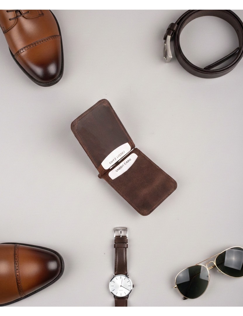 Saraci Leather Craft Deri Slim Kartlık ve Cüzdan, Para Klips Detaylı görsel 8