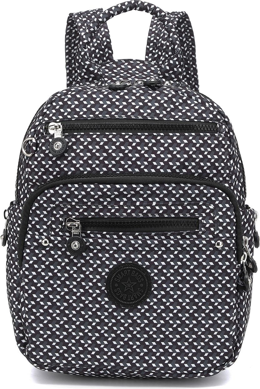 Smart Bags Günlük Küçük Boy Su Geçirmez Krınkıl Kumaş Kadın Sırt Çantası Siyah/beyaz