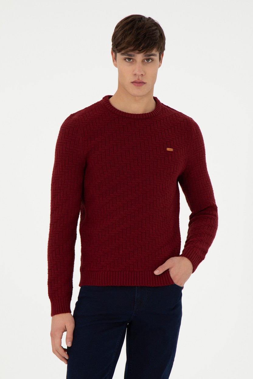 U.S. Polo Assn. Erkek Slim Fit Bisiklet Yaka Taş Kazak 50297050-VR049 görsel 2