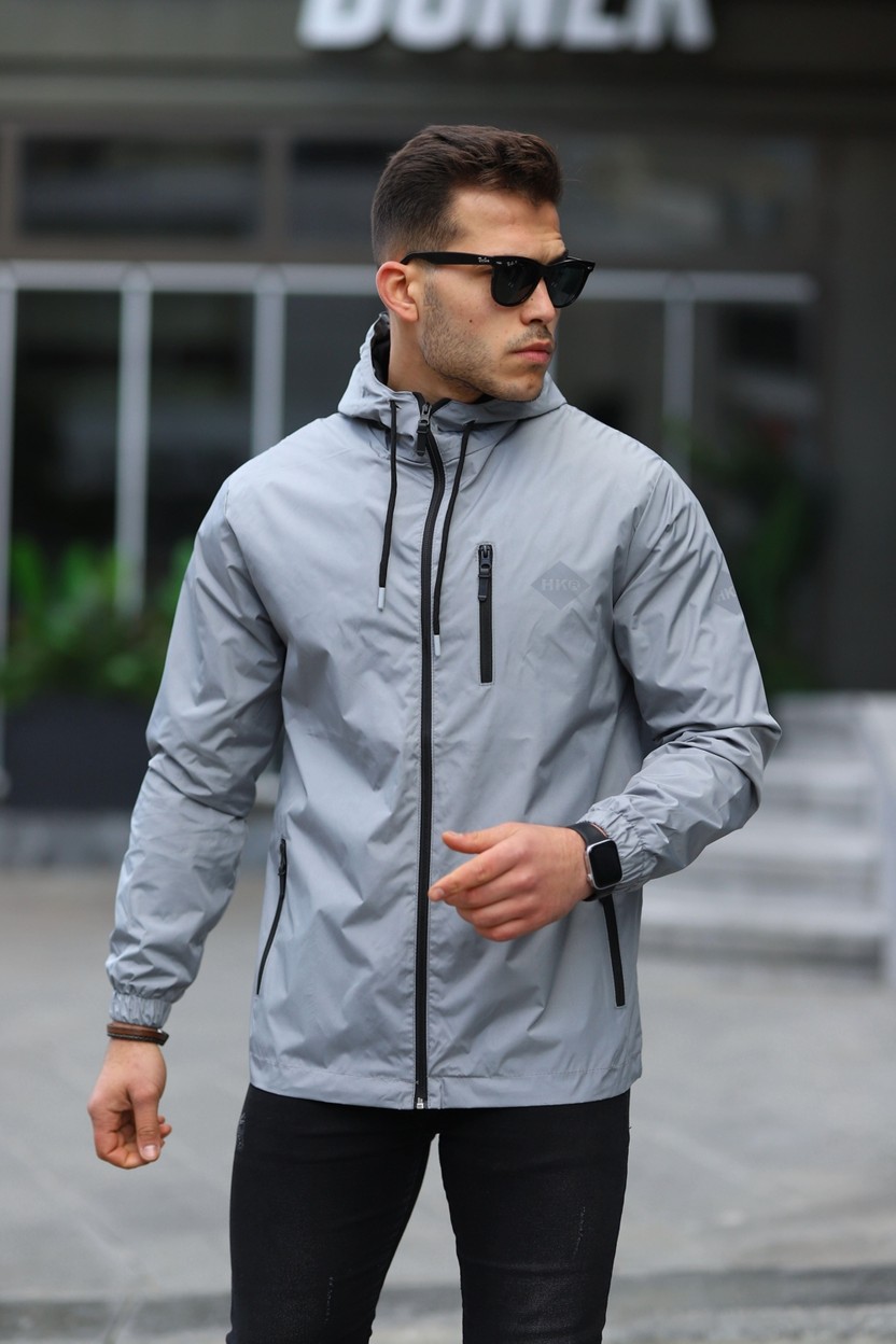 Comstarmoda Erkek Mint Renkli Kapüşonlu Suya Dayanıklı Cepli Yağmurluk Slim Fit Spor Tarzı görsel 6