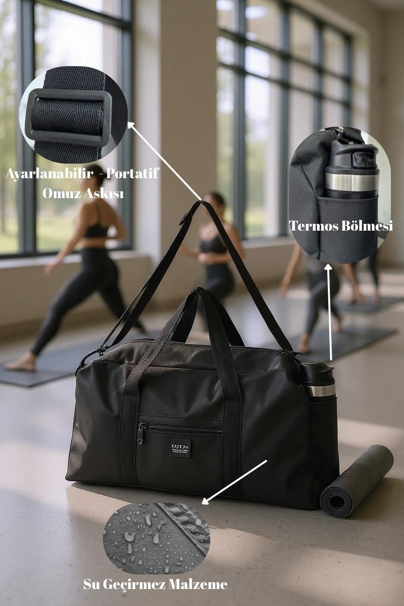 KAFFAA Unisex Uzun Askılı Seyahat Fitness ve Spor Çantası Su Geçirmez Tekstil Malzeme Sportswear Koleksiyonu