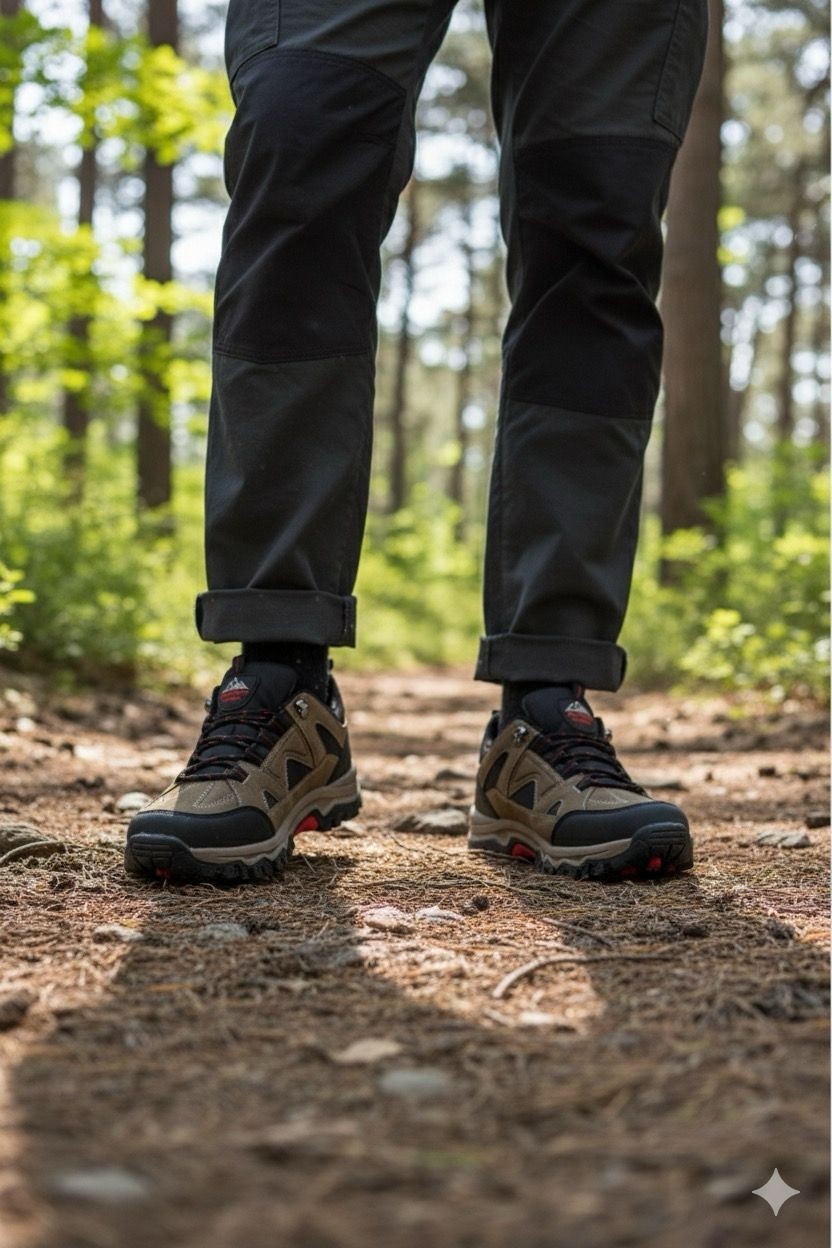 E Sport Erkek Ortopedik Outdoor Tracking Ayakkabı, Siyah Gümüş - Su Geçirmez, Hafif, Esnek ve Kaymaz Tabanlı görsel 2