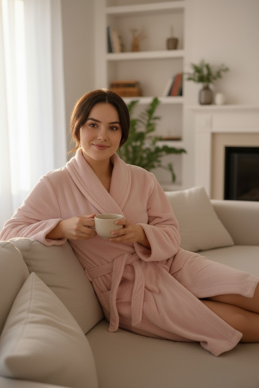 Mislina Home Lumor Şal Yaka Wellsoft Peluş Yumuşak Sabahlık | Z.yeşili S/m