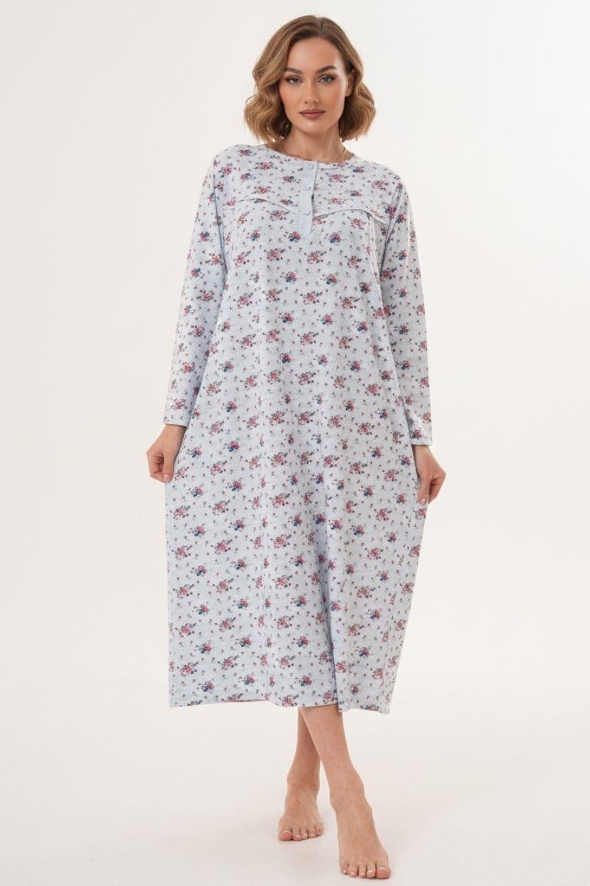 Mecit Pijama Mecit 6205 Mavi Büyük Beden Kadın Gecelik görsel 2