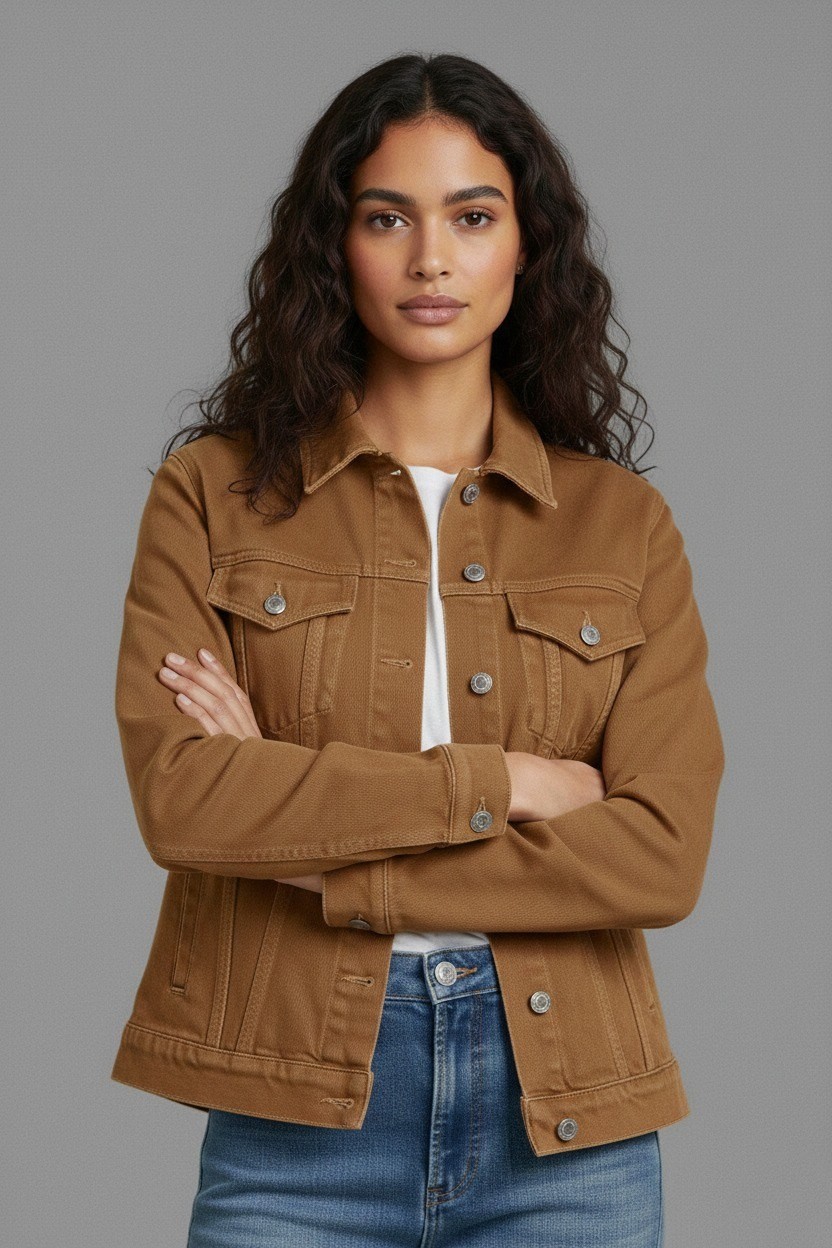 Wkm Kadın Rahat Kesim Çift Cepli Denim Kot Ceket