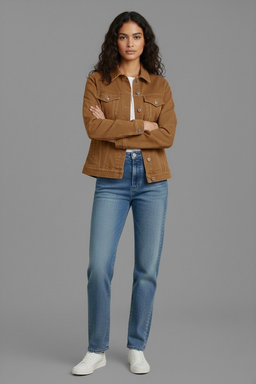 Wkm Kadın Rahat Kesim Çift Cepli Denim Kot Ceket görsel 3