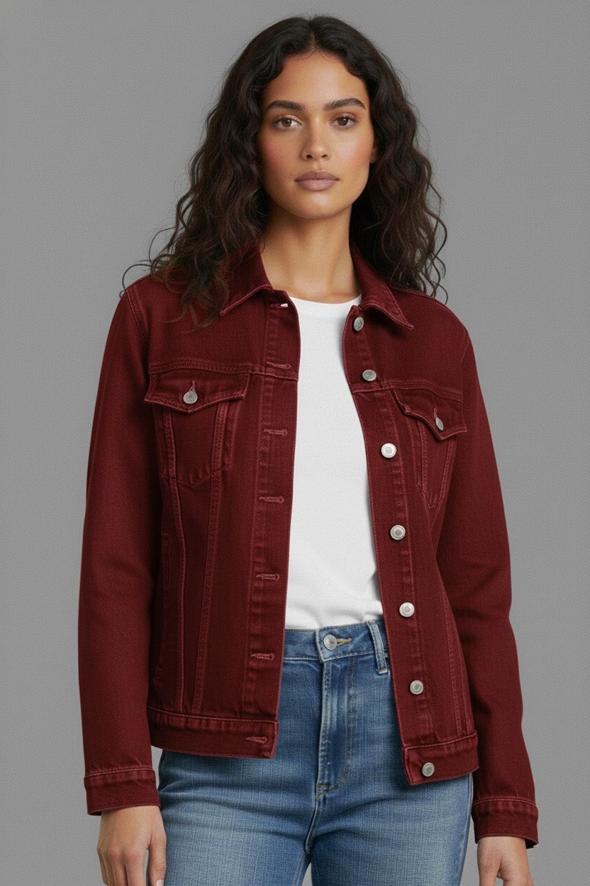 Wkm Kadın Rahat Kesim Çift Cepli Denim Kot Ceket