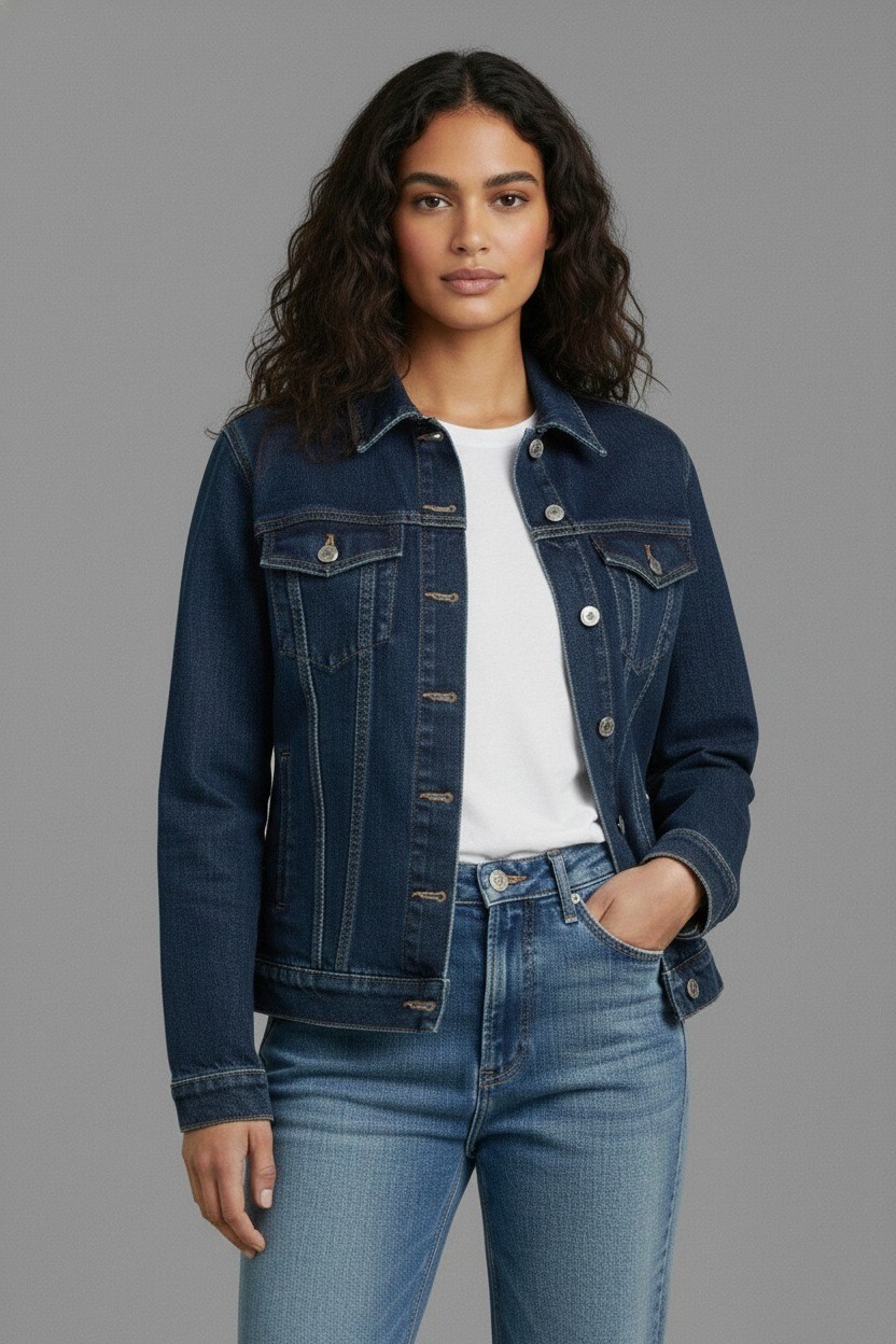 Wkm Kadın Rahat Kesim Çift Cepli Denim Kot Ceket