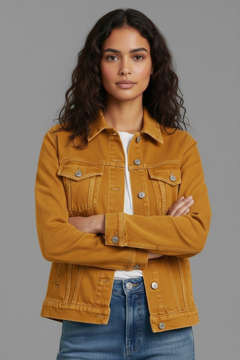 Wkm Kadın Rahat Kesim Çift Cepli Denim Kot Ceket
