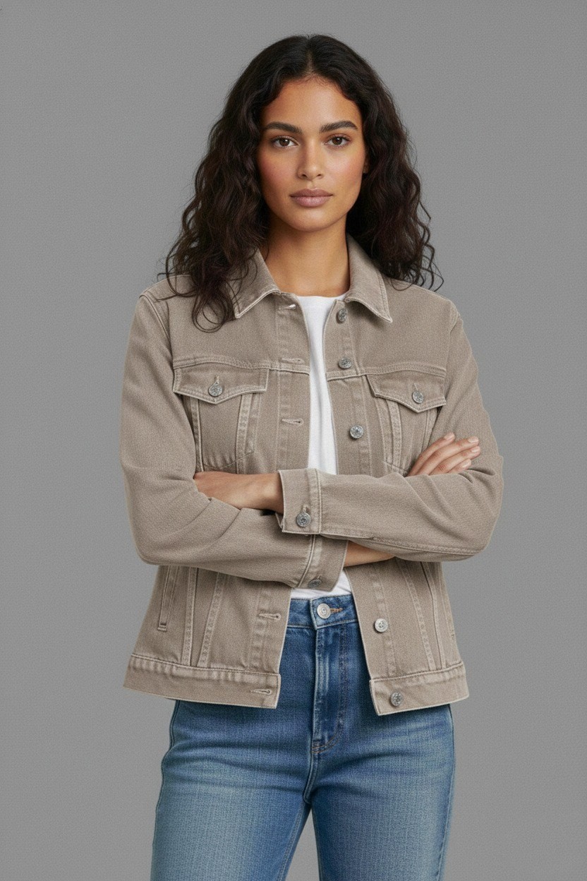 Wkm Kadın Rahat Kesim Çift Cepli Denim Kot Ceket