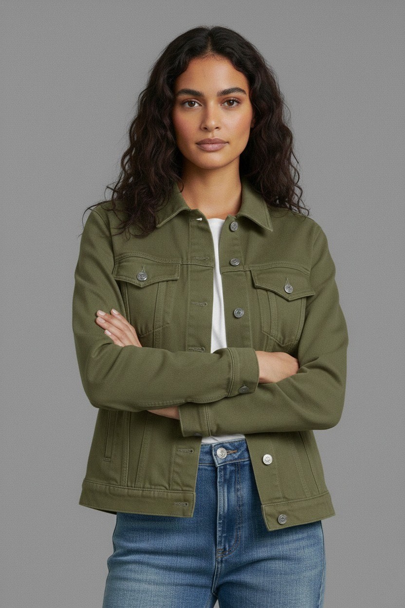 Wkm Kadın Rahat Kesim Çift Cepli Denim Kot Ceket