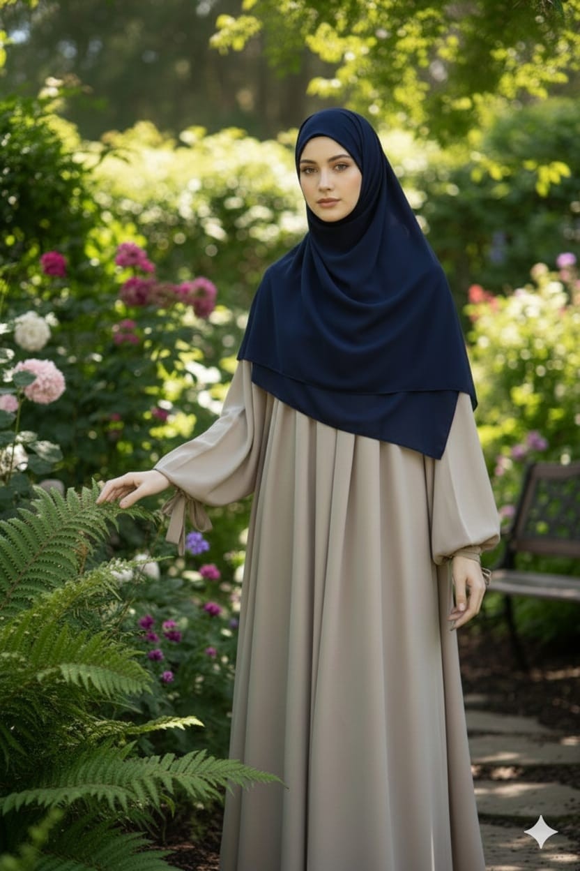 Fresco Scarfs Tesettür Hijab Mısır Medine Ipeği Eşarp 110x110 Küf Yeşili görsel 8
