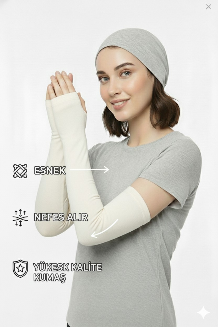 Sonbahar Moda Parmak Geçmeli Penye Esnek Likralı Kolluk 1 Çift görsel 3