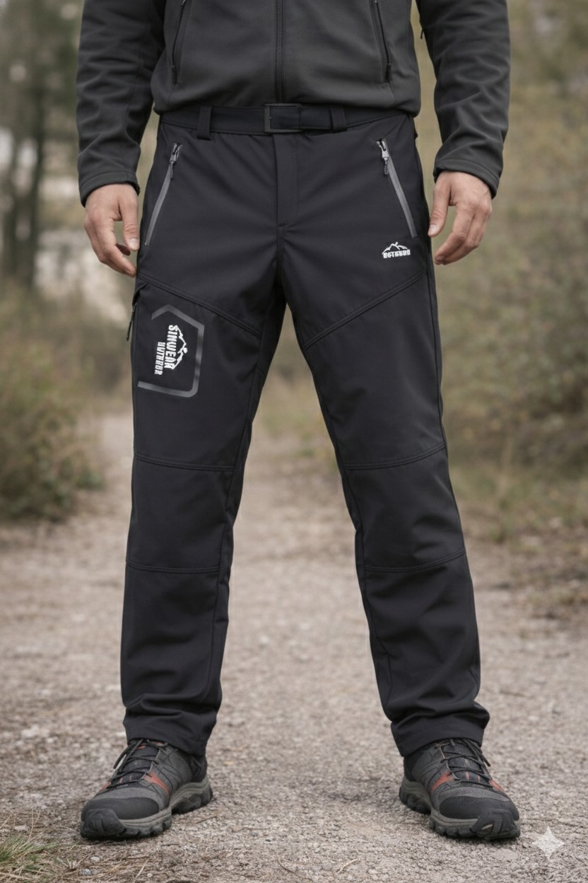 Sinwear Erkek Siyah Kışlık Içi Polar Su Itici Rüzgar Geçirmez Outdoor Softshell Pantolon görsel 6