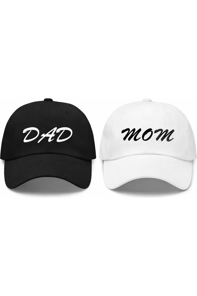 SF Collection Mom & Dad Nakışlı Basic 2’li Çift Kombin Şapka görsel 2