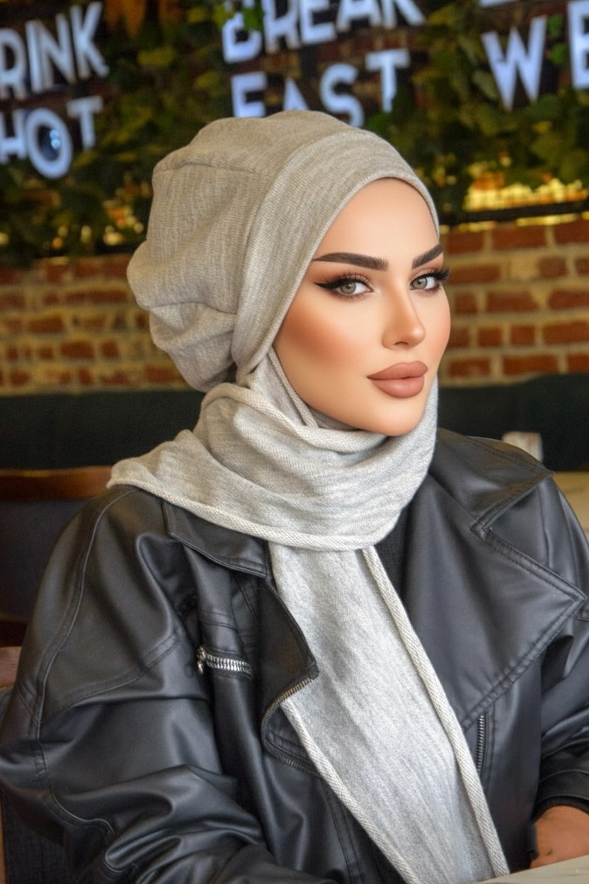 Aişe Tesettür Siyah Kırçıllı Tesettür Bere