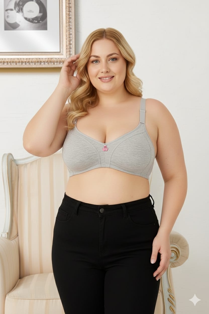 Wear Treasure Kadın Büyük Beden Sütyen C Cup Pamuklu Toparlayıcı Penye Sütyen
