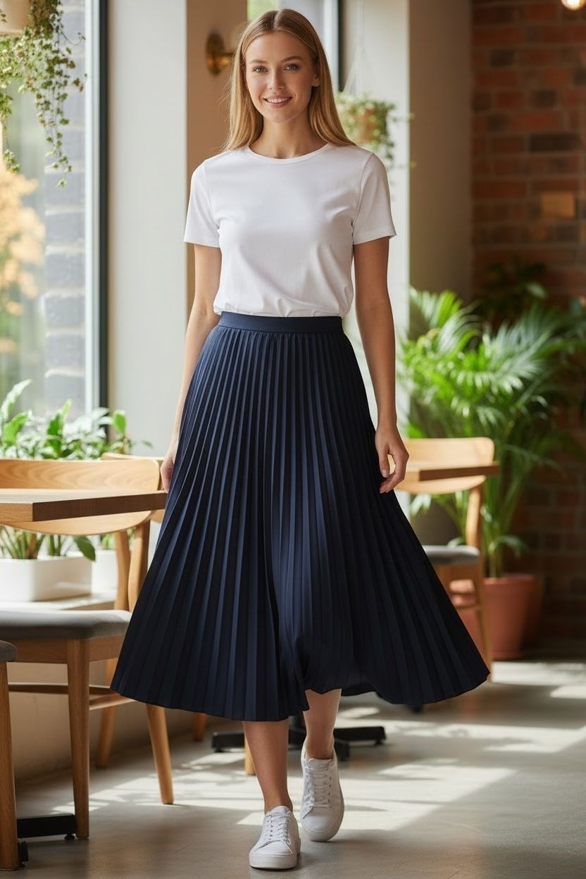 Eren Style %100 Cotton Piliseli Etek(95 Cm)-(36-52) görsel 3
