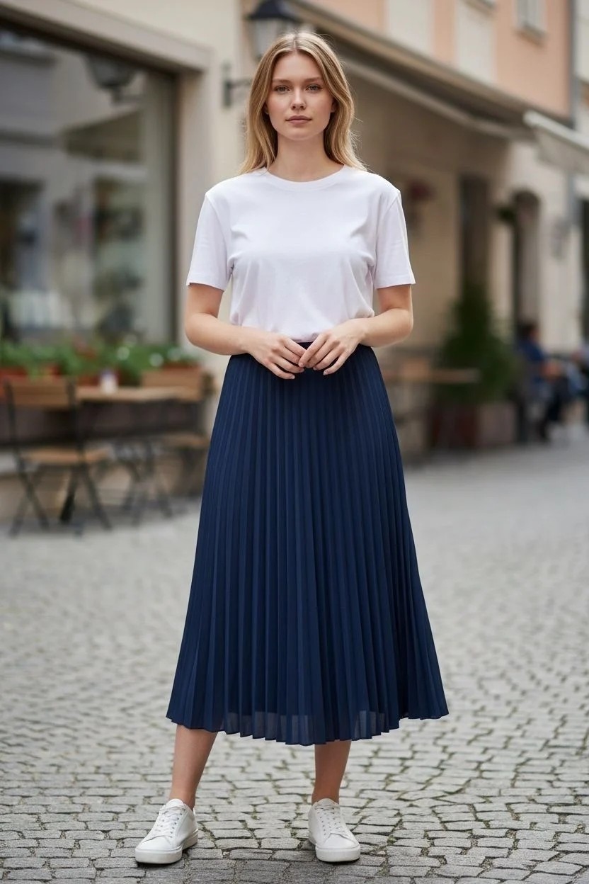 Eren Style %100 Cotton Piliseli Etek(95 Cm)-(36-52) görsel 7