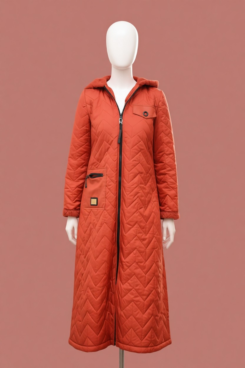 İmaj Butik Kremit Kapüşonlu Kaban İçi Kürklü Polyester Kumaşla Tasarlandı Şık ve Rahat görsel 6