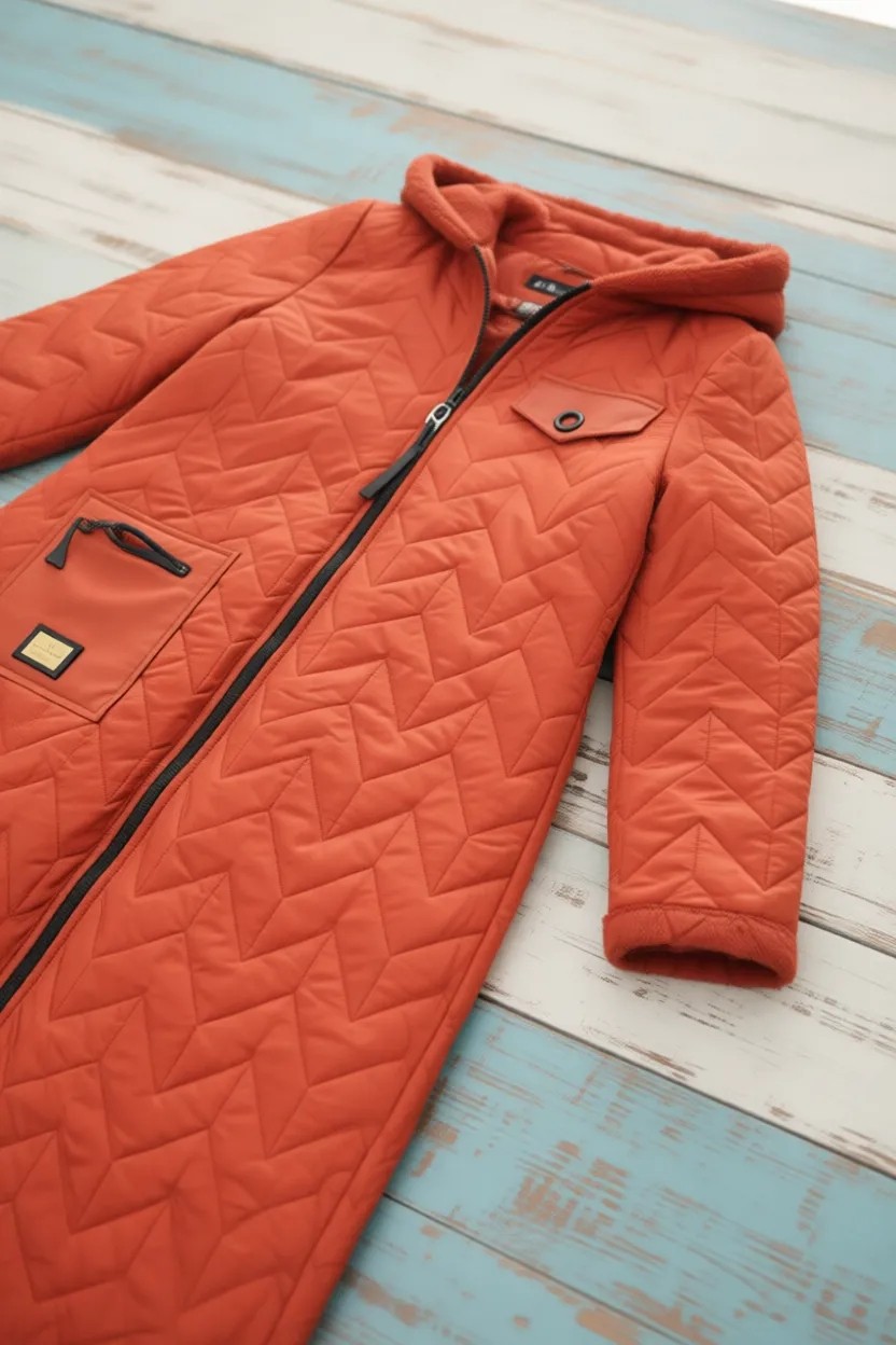 İmaj Butik Kremit Kapüşonlu Kaban İçi Kürklü Polyester Kumaşla Tasarlandı Şık ve Rahat görsel 7