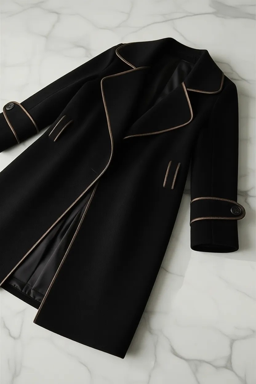 1Tarz Kaşe Kadın Kemerli Yaka Kaban %100 Polyester Günlük Kullanım İçin Şık Tasarım görsel 5