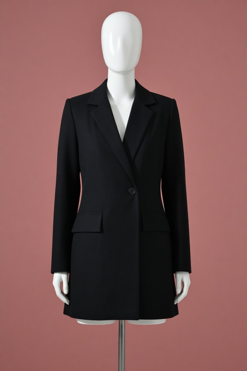 Saade Kadın Siyah Kuşaklı Cep Detaylı Blazer Dokuma Ceket %86 Polyester %14 Elastan görsel 7