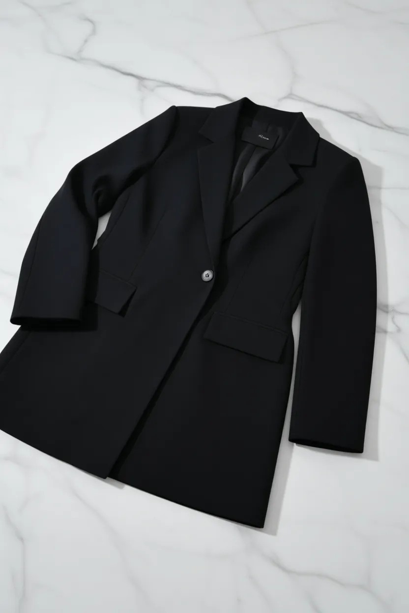 Saade Kadın Siyah Kuşaklı Cep Detaylı Blazer Dokuma Ceket %86 Polyester %14 Elastan görsel 8