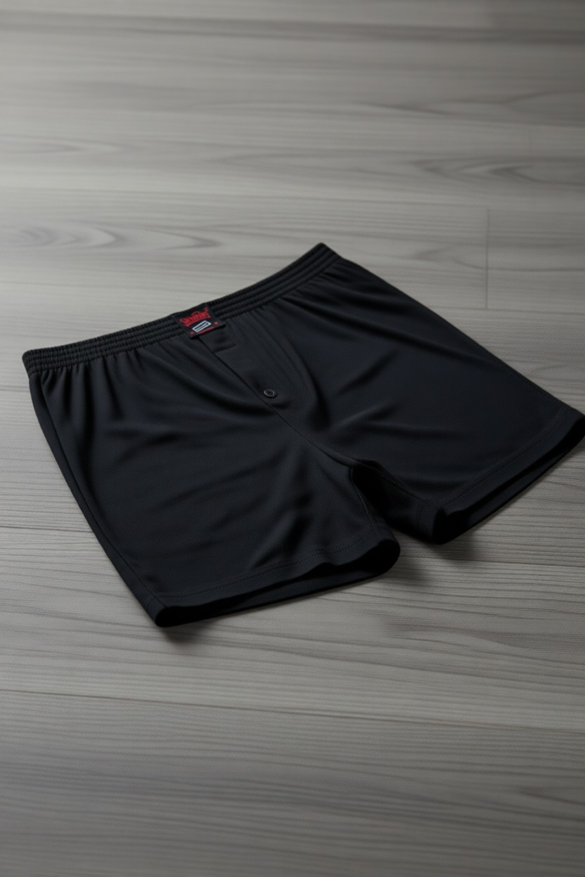 Şahinler Pamuklu Erkek Boxer 6'lı Paket Siyah Renkli Desensiz Konforlu Paça Tipi E010 görsel 4