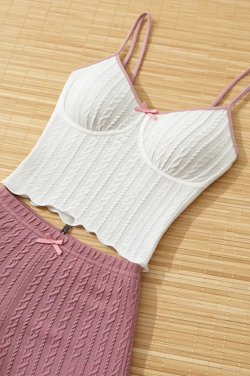 Merry See Özel Kumaş Askılı Şortlu Pijama Takımı görsel 5