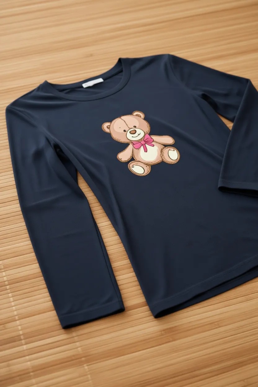 Koza İç Giyim Kadın Pamuklu Ayıcıklı Pijama Takımı Kahverengi Füme Sevimli Desenli Konfor görsel 8
