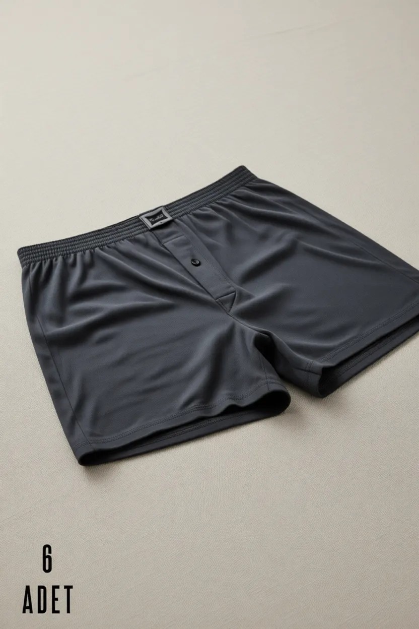 Tutku 6 Adet Tutku Pamuklu Düğmeli Erkek Boxer Füme 0117 görsel 4
