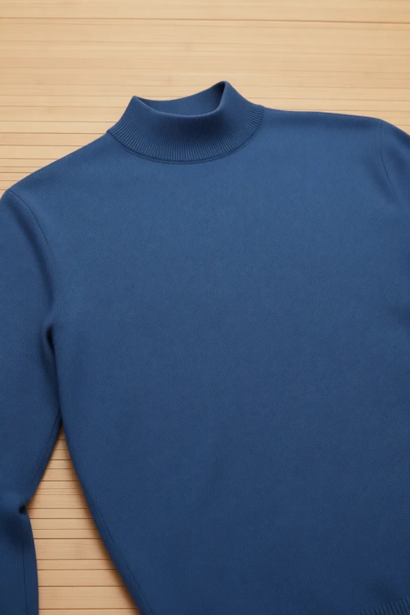 D'S Damat Regular Fit Mavi Pamuk Karışımlı Yarım Balıkçı Triko Kazak 5HF06ORT16275 görsel 7