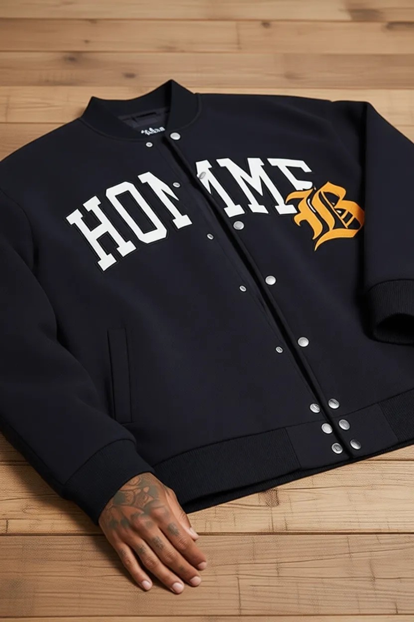 NewLaker Unisex Oversize Black Homme Bomber Kolej Ceket görsel 3