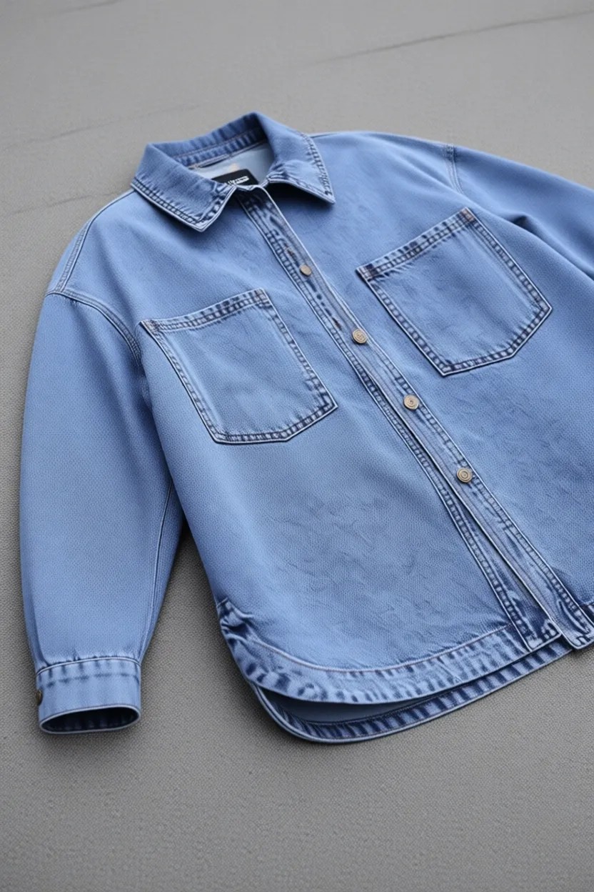 Bigdart Çift Cepli Oversize Denim Ceket Kadın 100% Pamuk Lacivert Renkli Şık Tasarım görsel 6