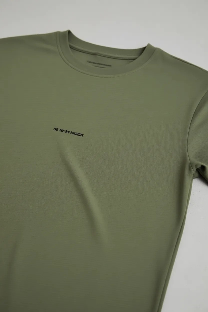 Grimelange Rıver Erkek Nakış Işlemeli Oversize %100 Organik Pamuk Örme Haki T-shirt görsel 7