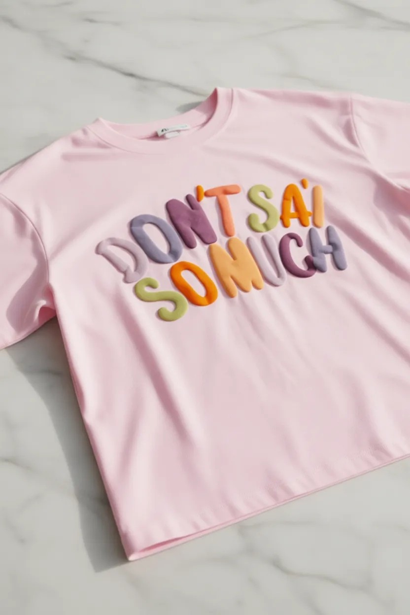 Teenage Millionaire Kadın Pembe Oversize Kabaran Baskı Dont Say Salas Boyfriend Kadın T-Shirt görsel 3