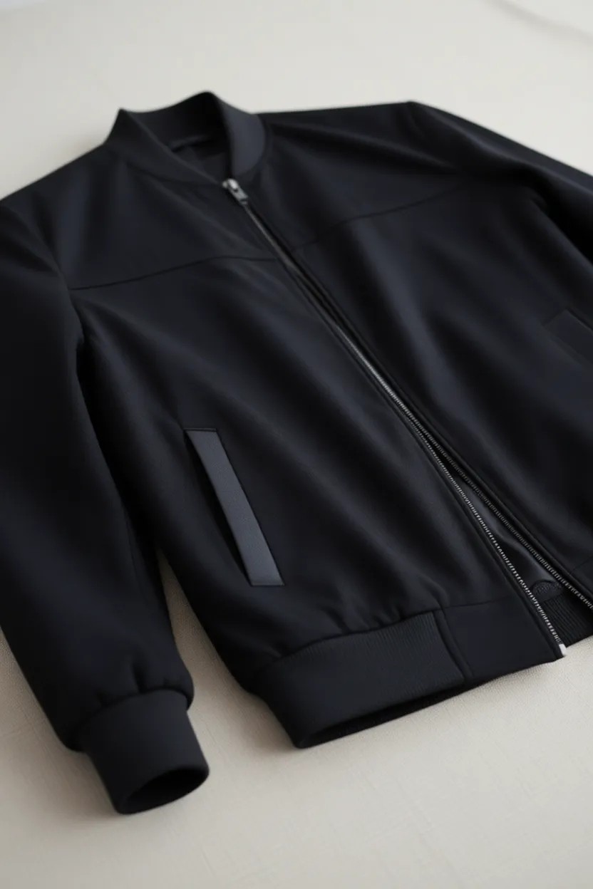 Baselco Erkek Bomber Süet Ceket Slim Fit Uzun Kol Günlük Stil L Beden Çift Cepli Siyah görsel 5