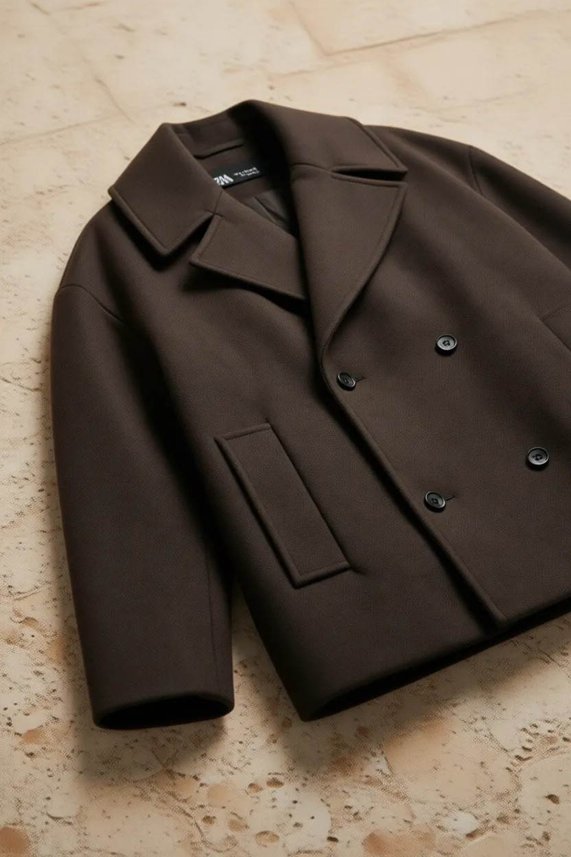 Abluka Online Erkek Oversize Kruvaze Kaban Siyah