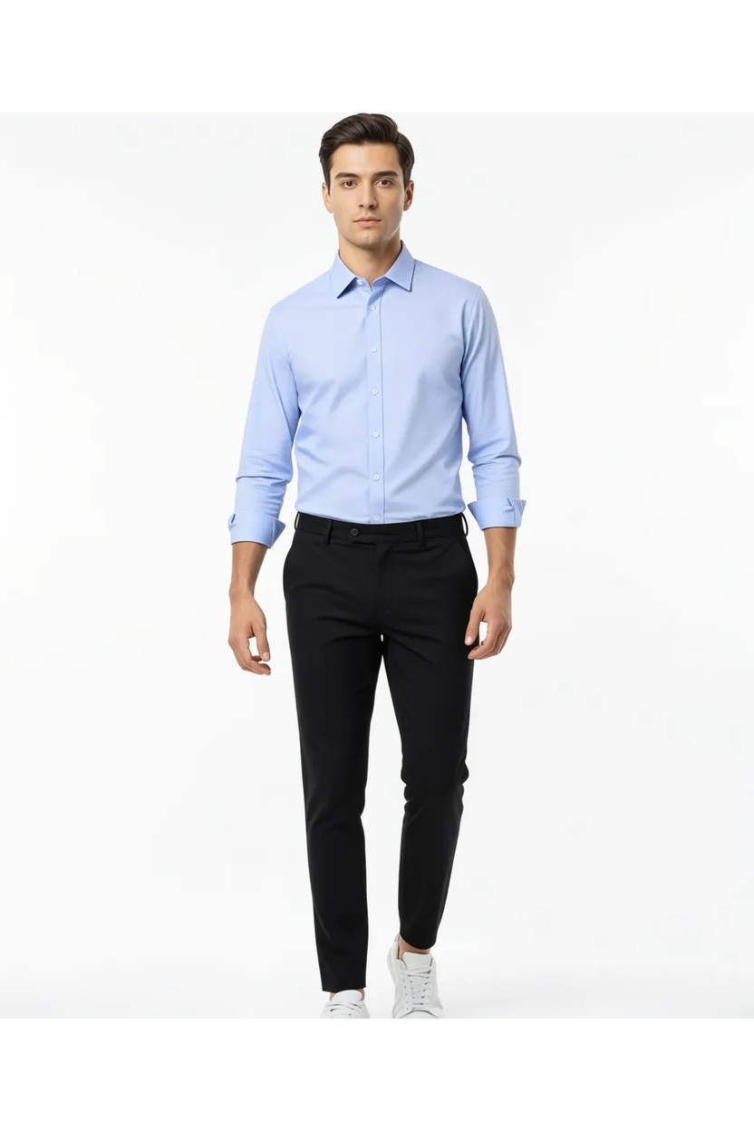 Modamesto Erkek Bej Slim Fit Likralı Yan Cep Bilek Boy Düz Kumaş Pantolon görsel 6