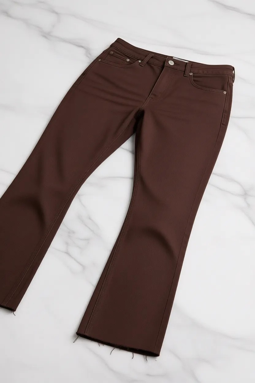 DeFacto %100 Pamuk Crop Flare Fit Yüksek Bel Bilek Boy Jean Pantolon H8501AX26SP görsel 6