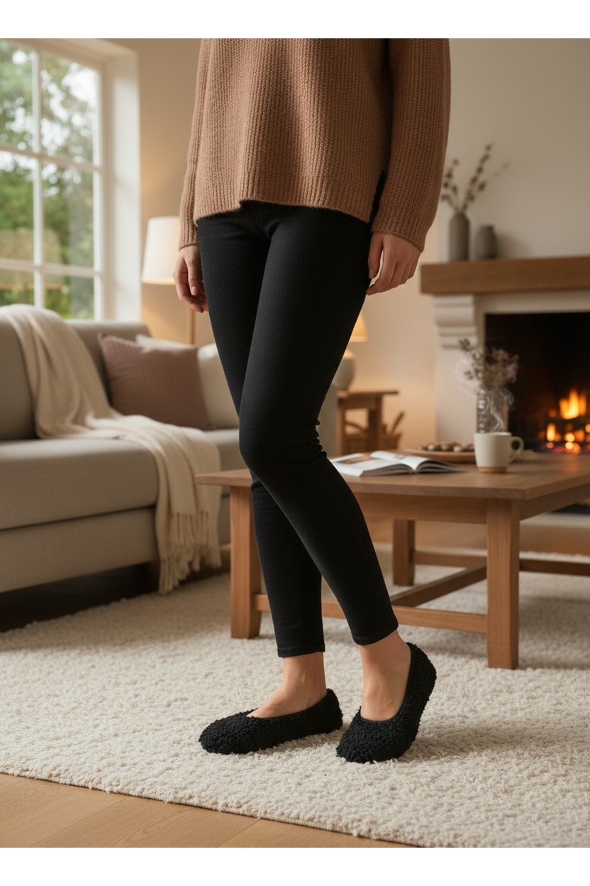 Ceyda Shoes Süslü Interlok Ev,hac Tavaf Umre Babeti, Hediye, Günlük Babet,tüylü Babet, Panduf, Patik, Gösteri Pisi Pisi görsel 3