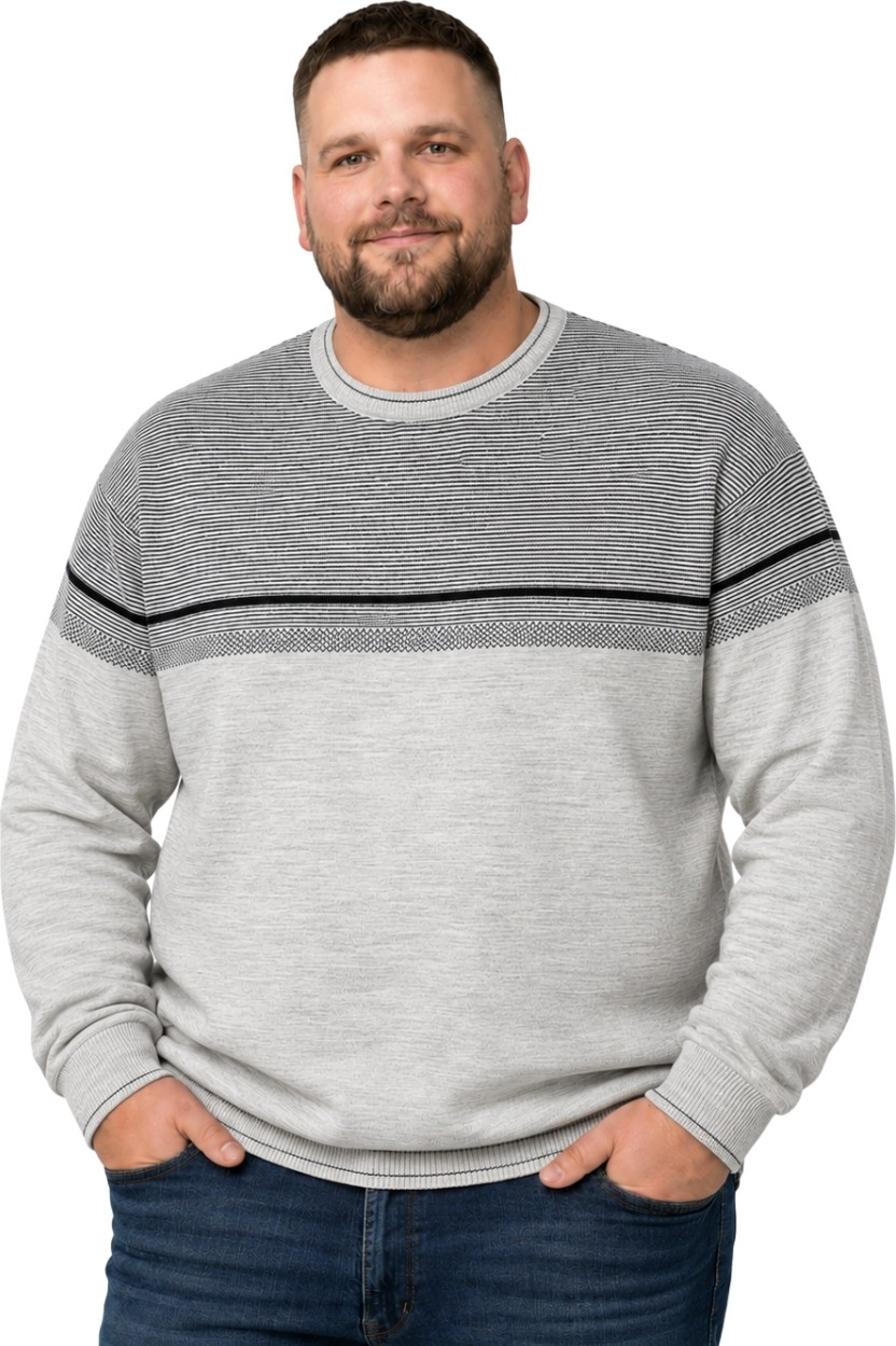 Battal Moda Erkek Büyük Beden Antrasit Bisiklet Yaka Ufuk Triko Kazak 5xl-6xl-7xl-8xl görsel 7