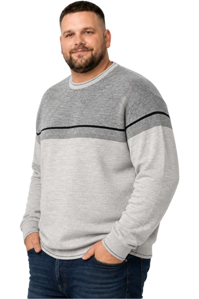 Battal Moda Erkek Büyük Beden Antrasit Bisiklet Yaka Ufuk Triko Kazak 5xl-6xl-7xl-8xl görsel 8