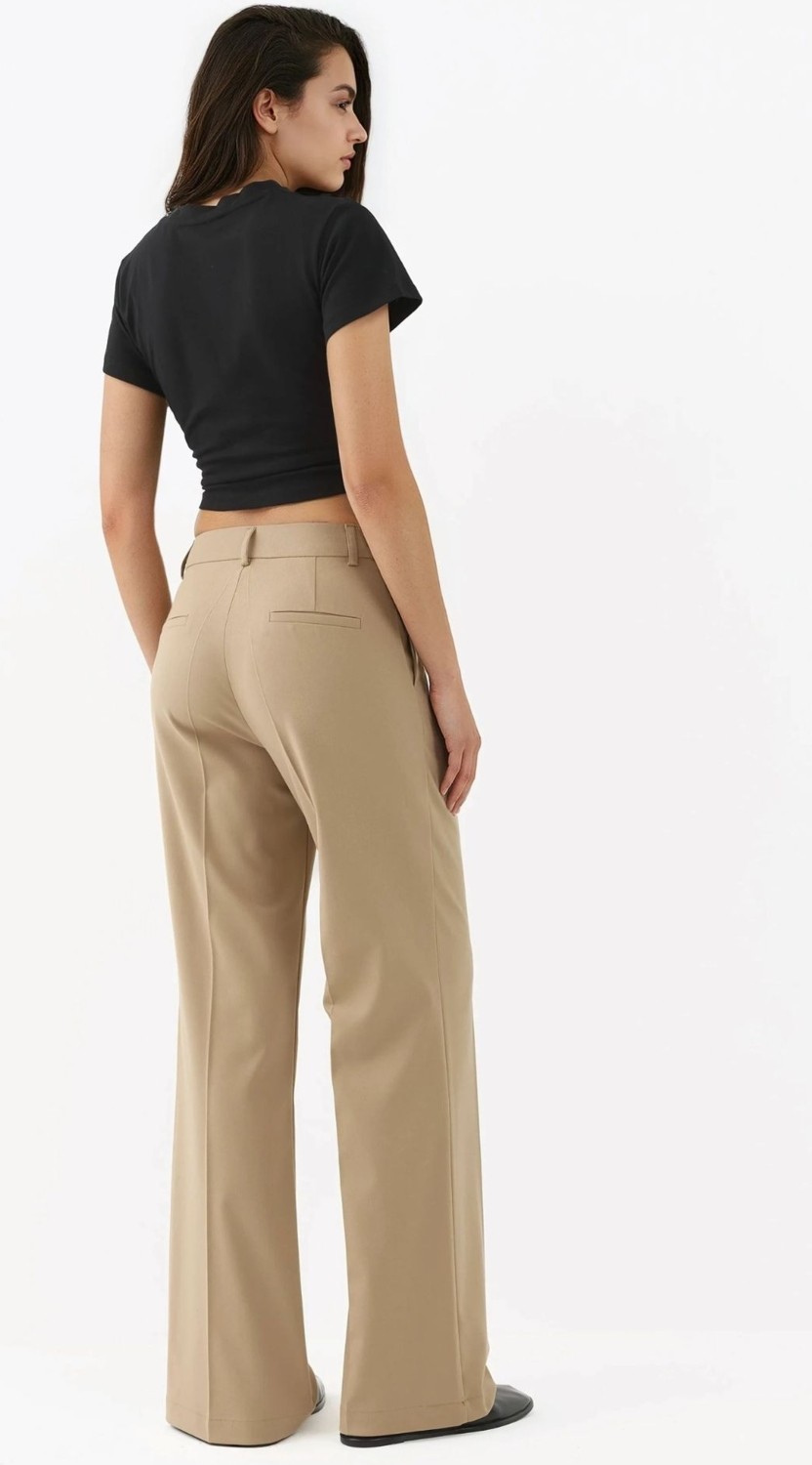 Hiccup Kadınlar Viskon Karışımlı Straight Leg Pantolon Natural görsel 7