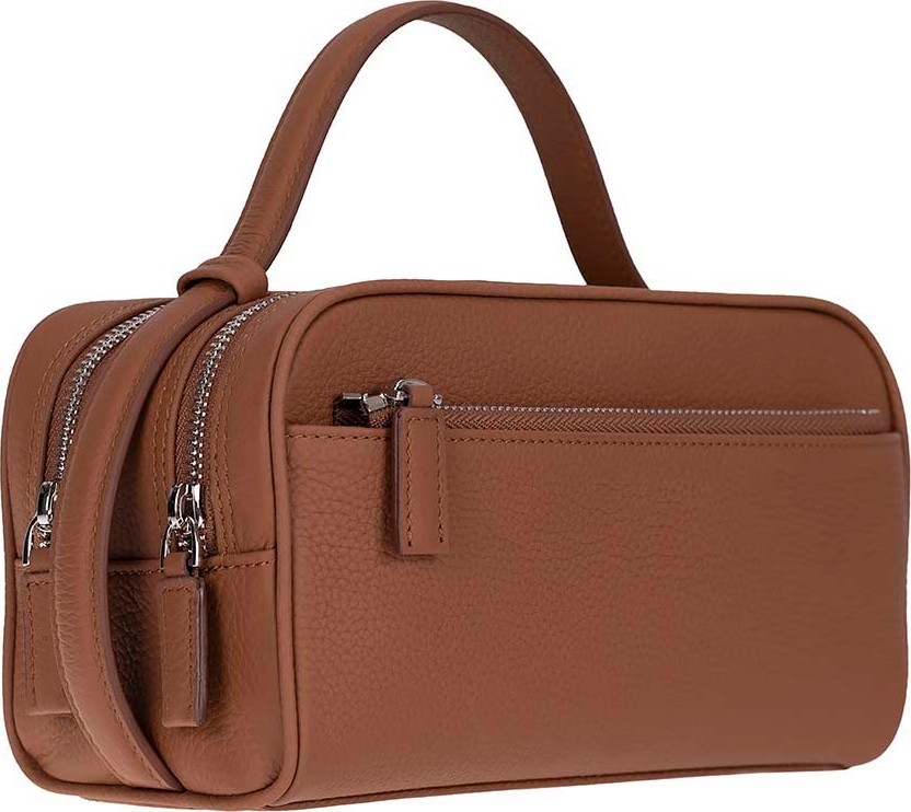 BloominBag Mıren Cognac Tan Hakiki Deri Unisex Seyahat Bakım & Organizer Clutch Çanta