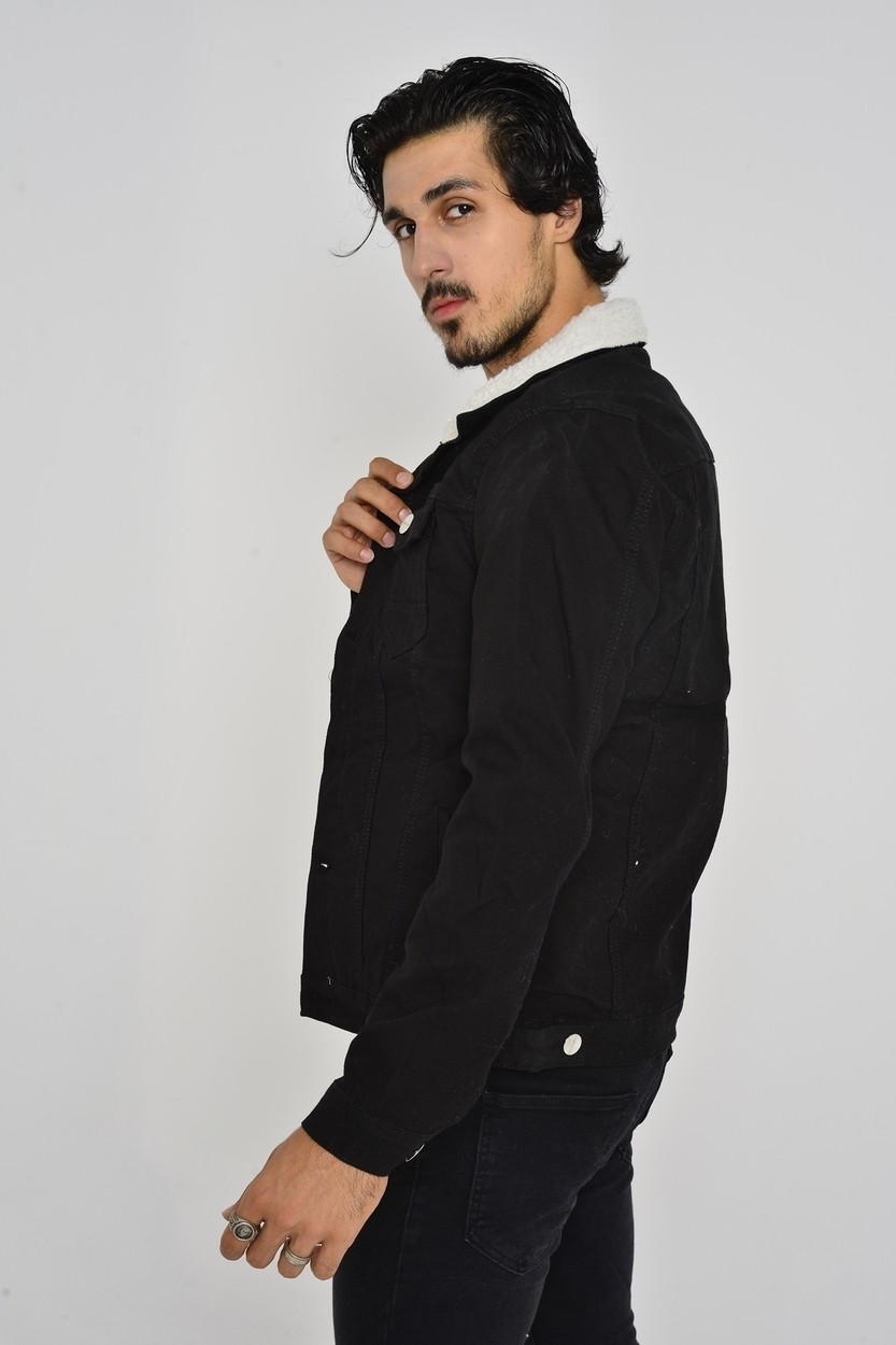 Comstarmoda Erkek Içi Kürklü Kot Ceket görsel 8