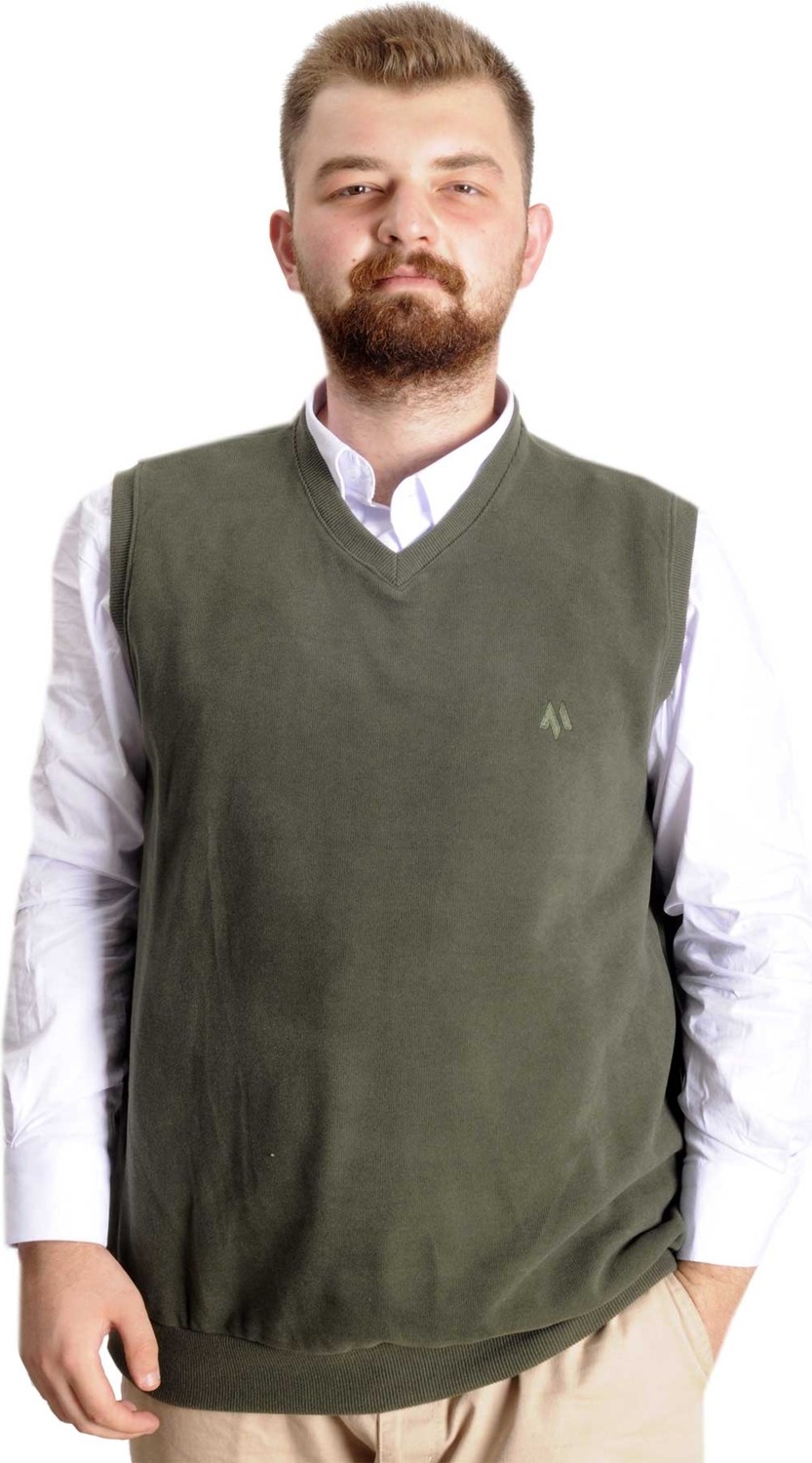 ModeXL Büyük Beden Erkek Süeter Vanize Selanik Siyah %87 Pamuk %13 Polyester V Yaka