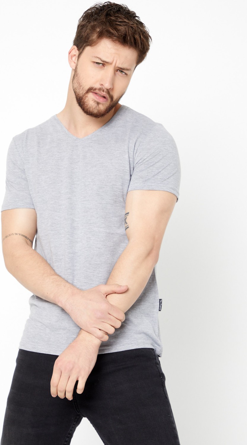 Mmetalic Metalıc Erkek Haki Pamuklu Kısa Kollu V Yaka T-Shirt