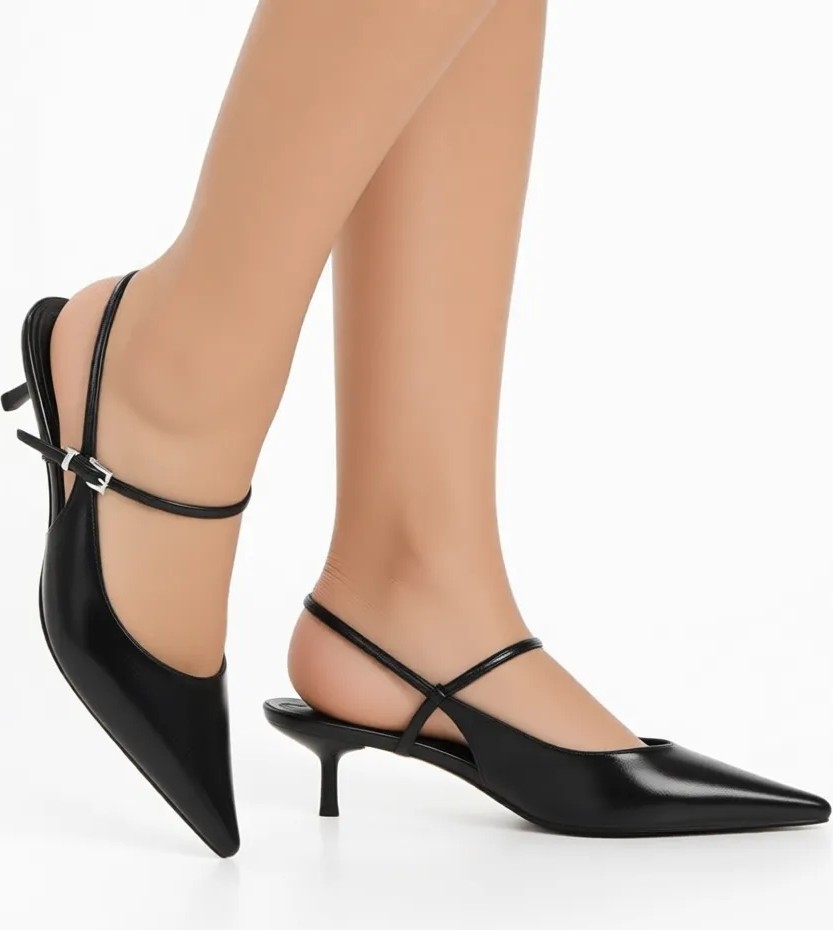 Shoeberry Kadın Lea Siyah Parlak Stiletto Suni Deri İnce Topuk Ayakkabı Jurdan Taban ile Şık Tasarım görsel 5